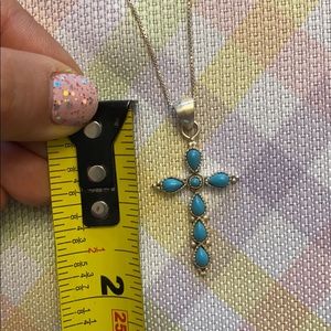 Jewelry - Sterling Silver Turquoise Cross Necklace